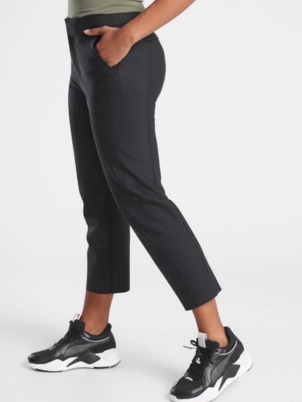 Athleta Stellar Straight Crop Pants Black Size 20 Stretchy Pockets